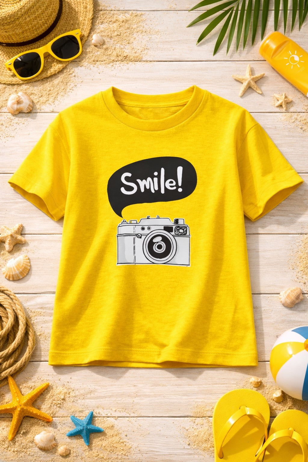 100% Cotton jersey Half Sleeves Camera Print T-Shirt