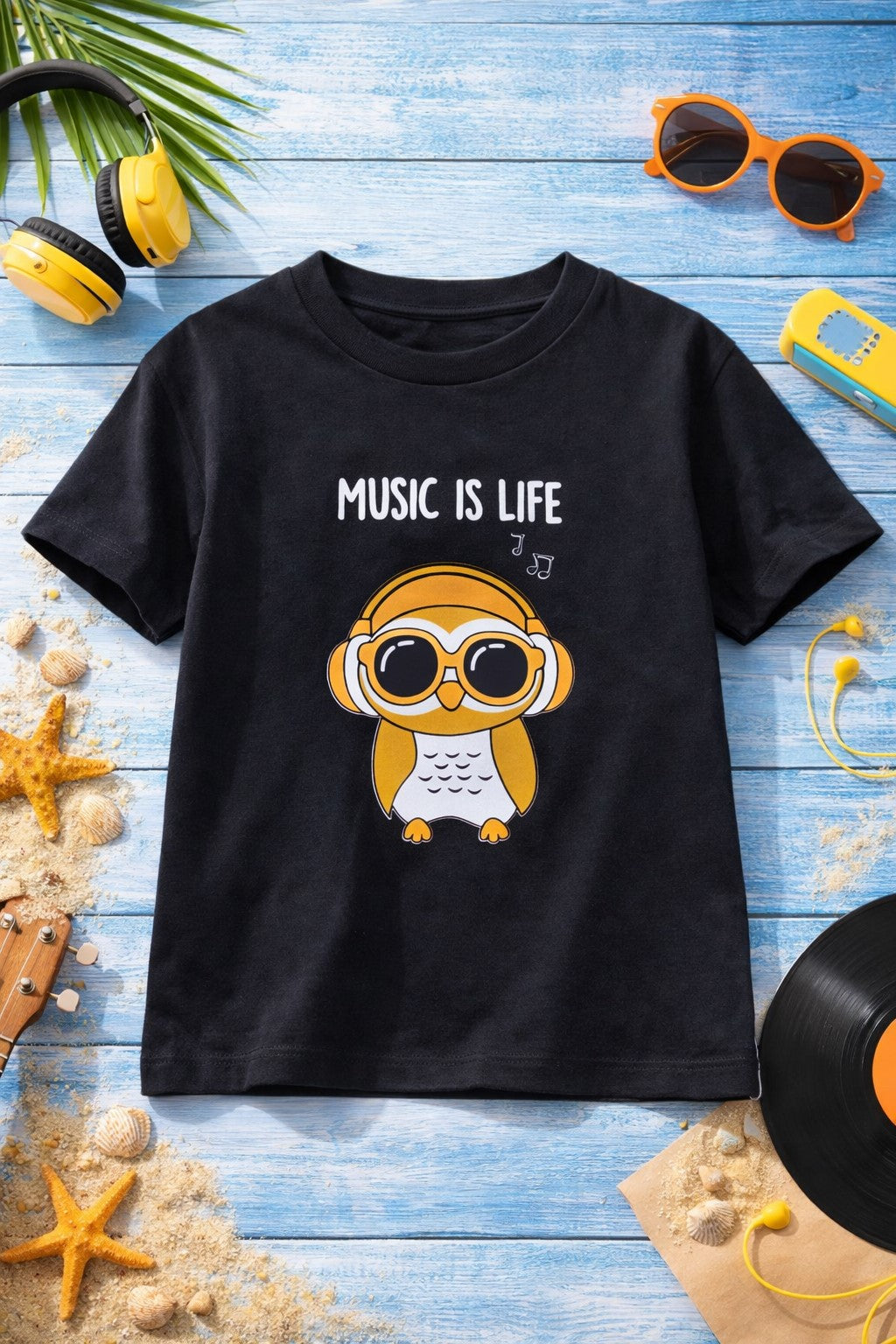 100% Cotton jersey Half Sleeves Owl Print T-Shirt