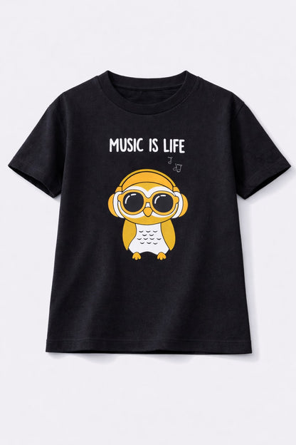 100% Cotton jersey Half Sleeves Owl Print T-Shirt
