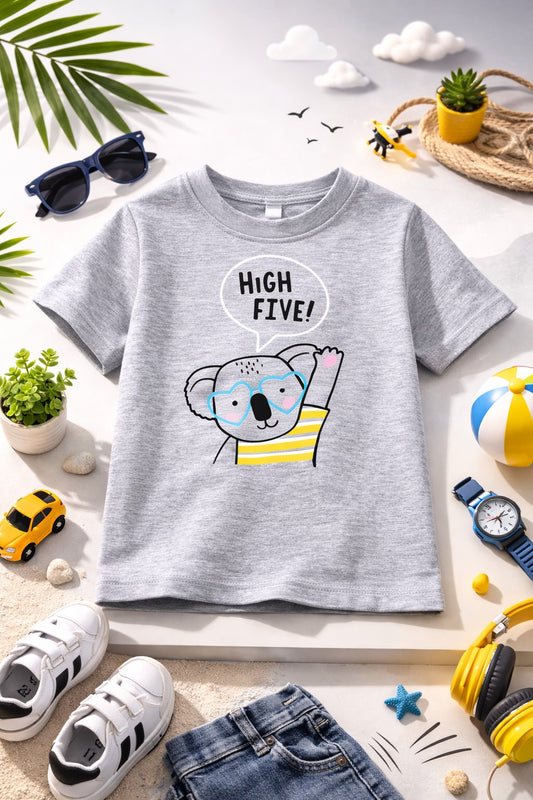 100% Cotton jersey Half Sleeves Hi Five Print T-Shirt