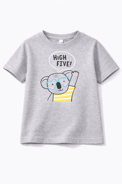 100% Cotton jersey Half Sleeves Hi Five Print T-Shirt
