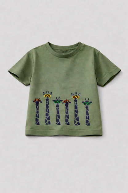 100% Cotton jersey Half sleeves Giraffe Print T-Shirt