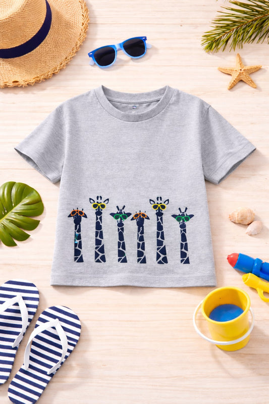 100% Cotton jersey Half sleeves Giraffe Print T-Shirt