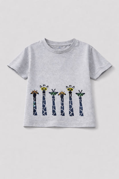100% Cotton jersey Half sleeves Giraffe Print T-Shirt