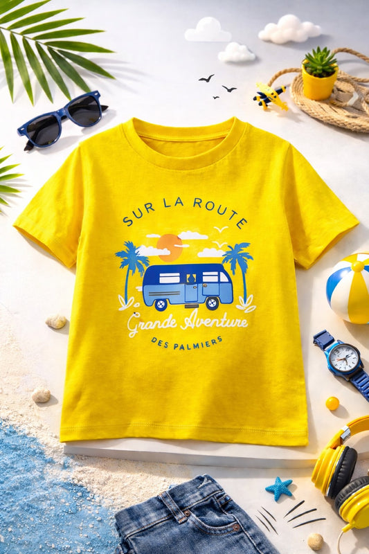 100% Cotton jersey Half sleeves Bus Print T-Shirt