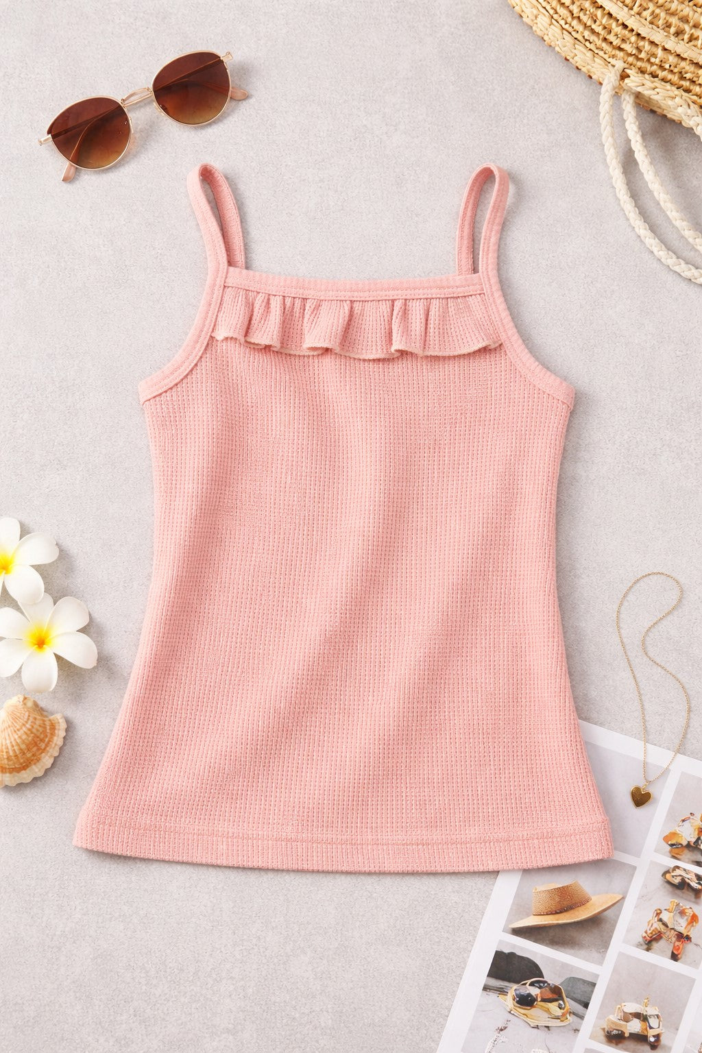 Soft Ribbed Knit Fabric Sleeveless Camisole Style Top