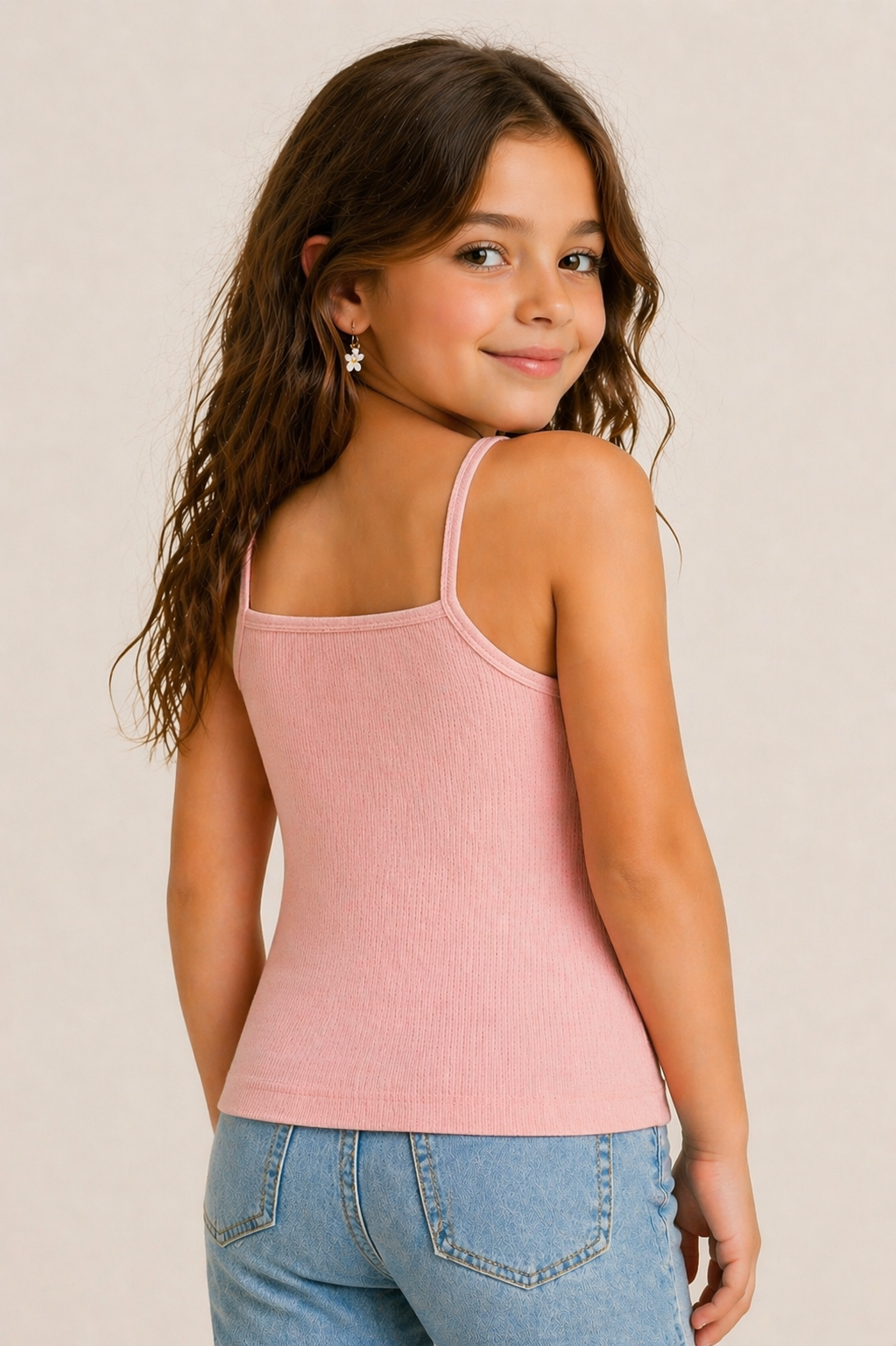 Soft Ribbed Knit Fabric Sleeveless Camisole Style Top