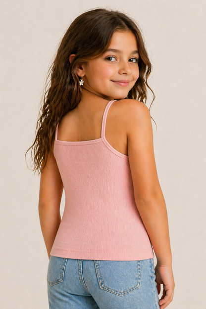 Soft Ribbed Knit Fabric Sleeveless Camisole Style Top