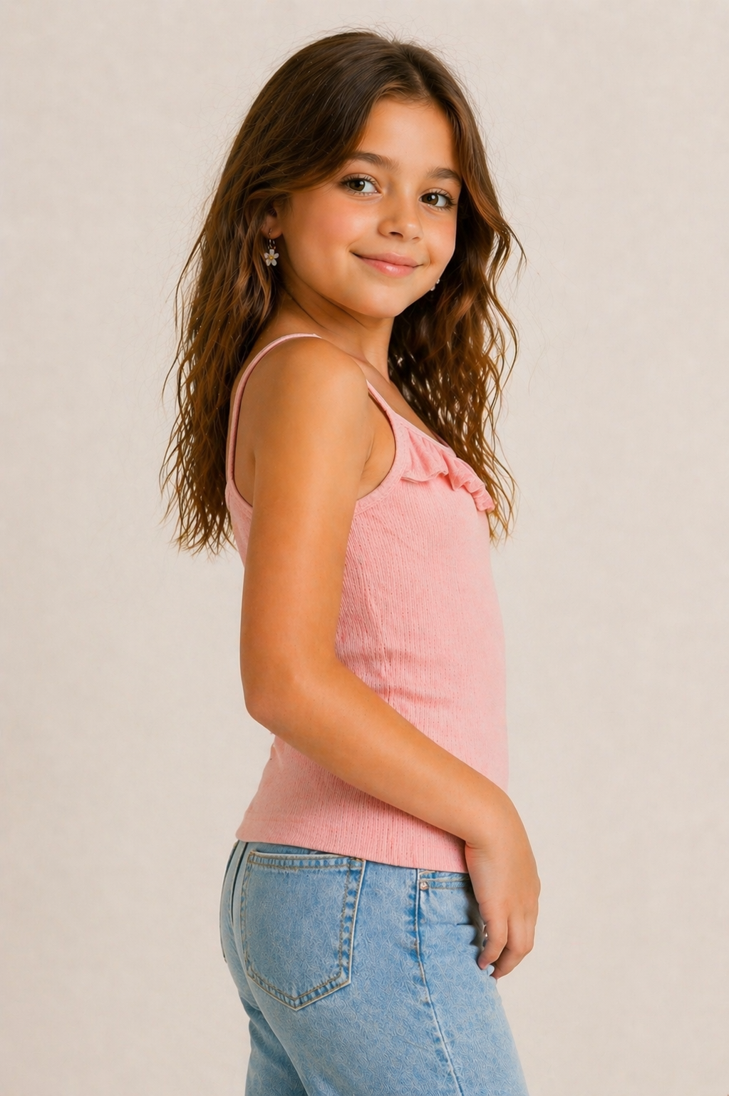 Soft Ribbed Knit Fabric Sleeveless Camisole Style Top
