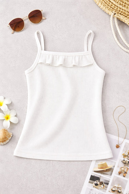 Soft Ribbed Knit Fabric Sleeveless Camisole Style Top