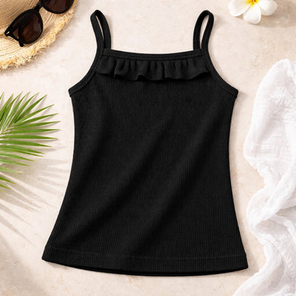 Soft Ribbed Knit Fabric Sleeveless Camisole Style Top