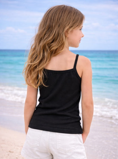 Soft Ribbed Knit Fabric Sleeveless Camisole Style Top