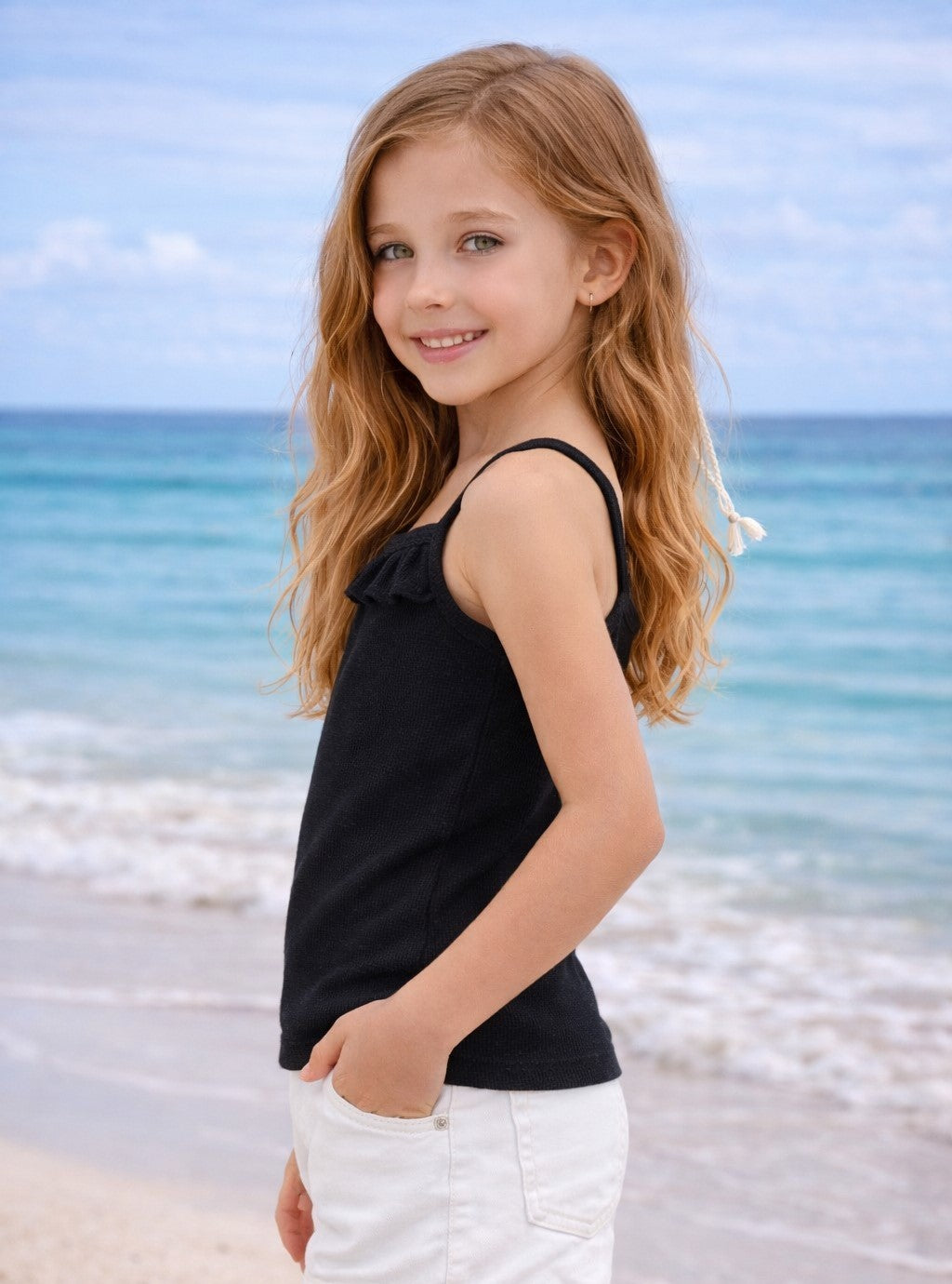 Soft Ribbed Knit Fabric Sleeveless Camisole Style Top