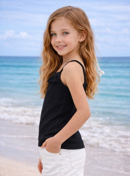 Soft Ribbed Knit Fabric Sleeveless Camisole Style Top