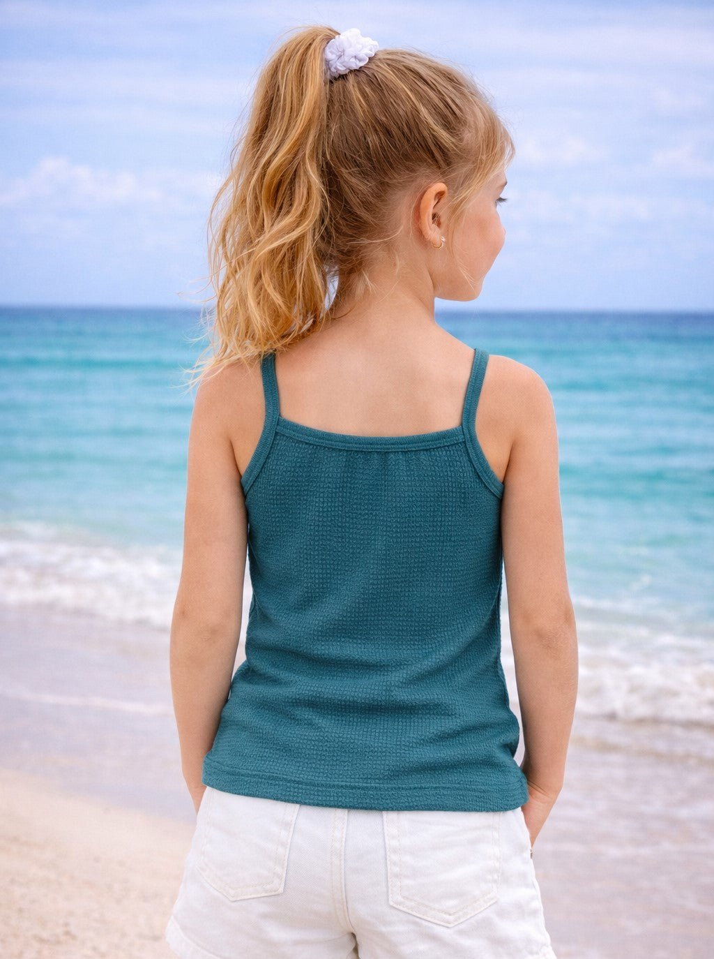 Soft Ribbed Knit Fabric Sleeveless Camisole Style Top