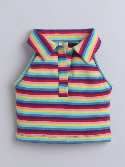 100% Cotton Rib Sleeveless Collar Tank Top