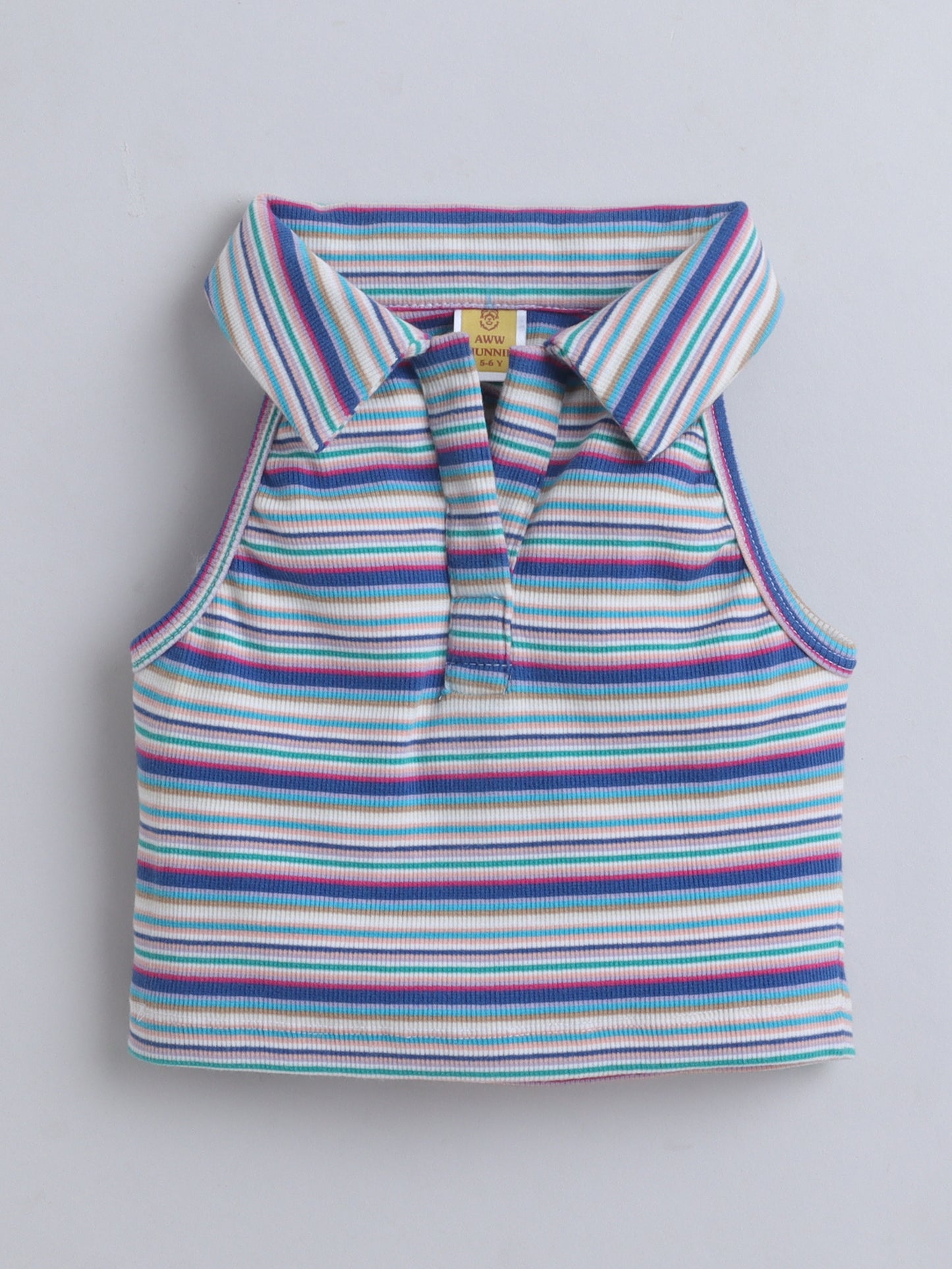 100% Cotton Rib Sleeveless Collar Tank Top
