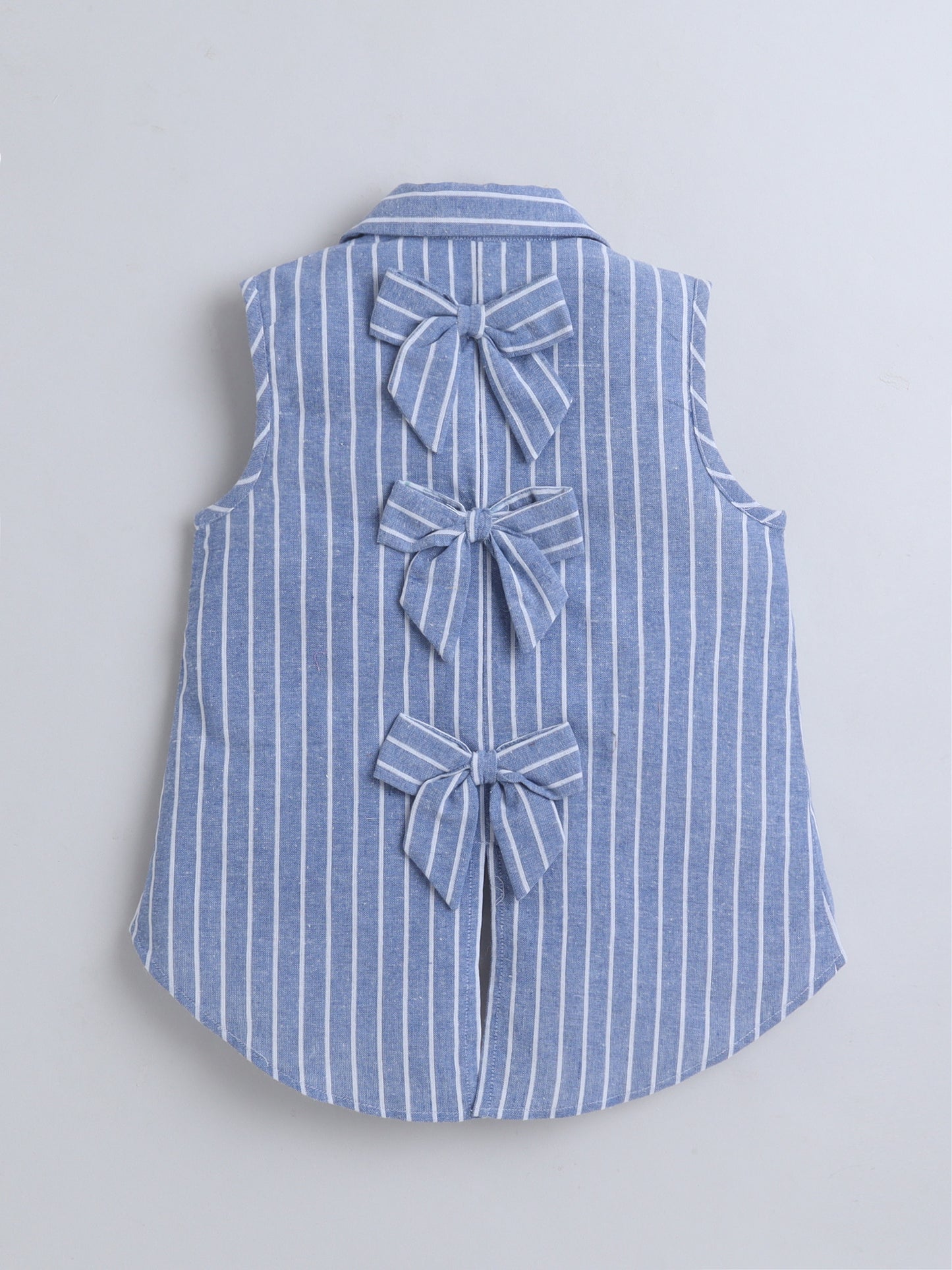 100% Cotton Sleeveless Green Stripe High-Low Shirt Top