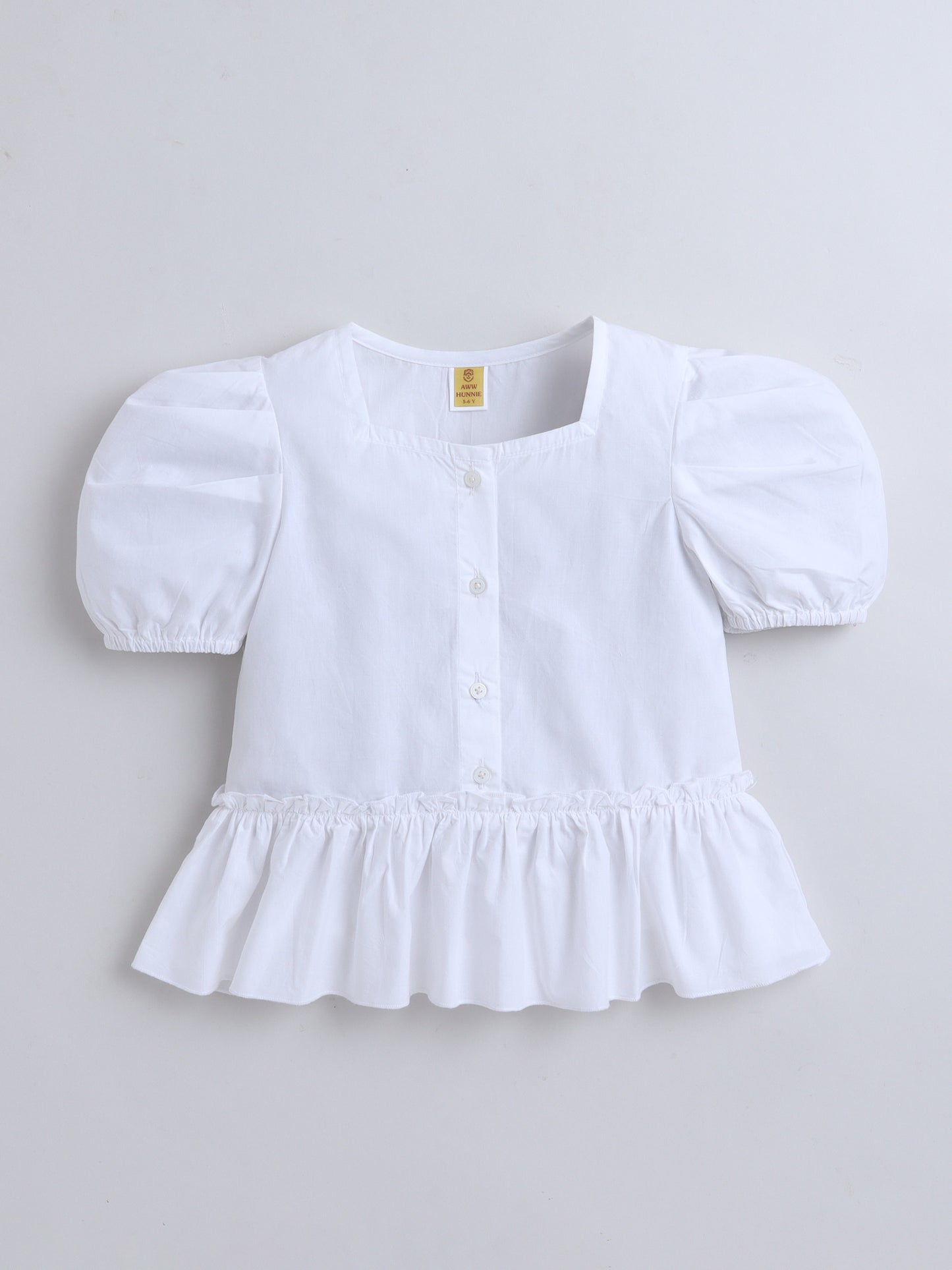 100% Cotton Short Sleeve Peplum Top