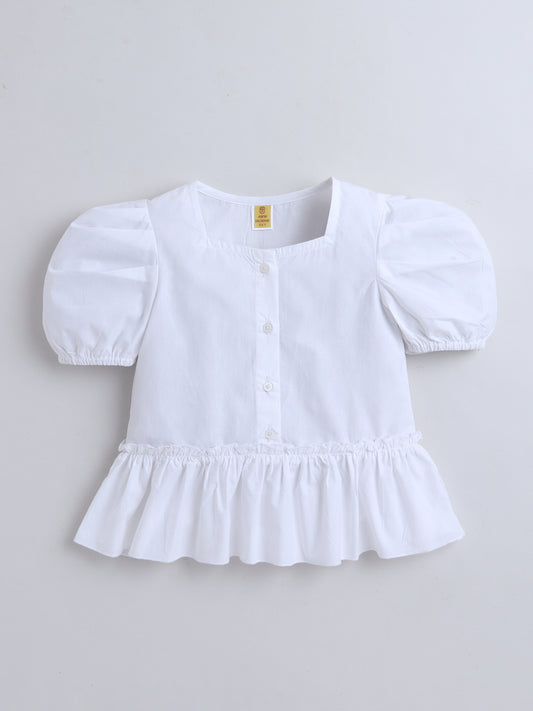 100% Cotton Short Sleeve Peplum Top