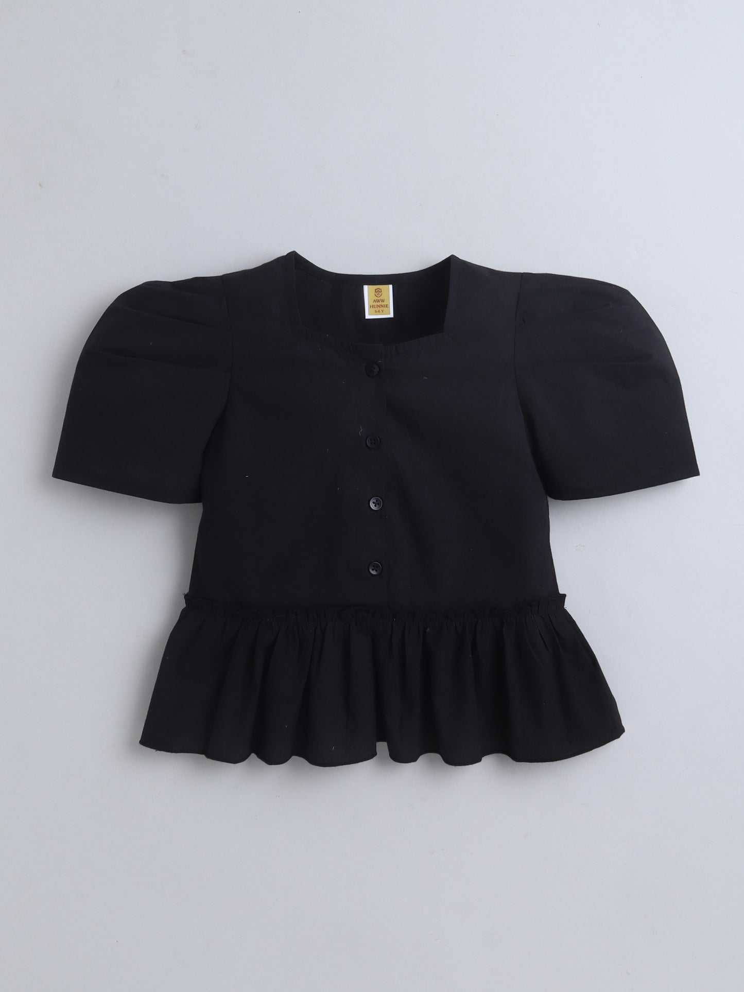 100% Cotton Short Sleeve Peplum Top
