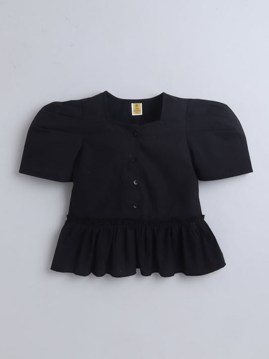 100% Cotton Short Sleeve Peplum Top