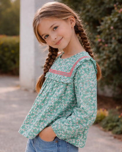100% Cotton Full Sleeves Floral Print Top