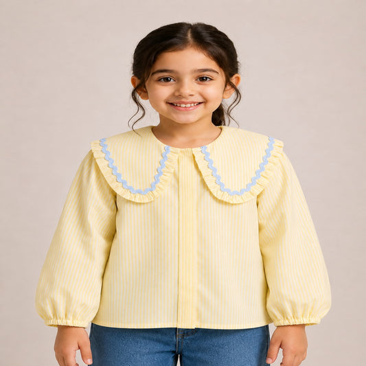 Aww Hunnie Cotton Full Sleeves Big Collar Front Open Shirt