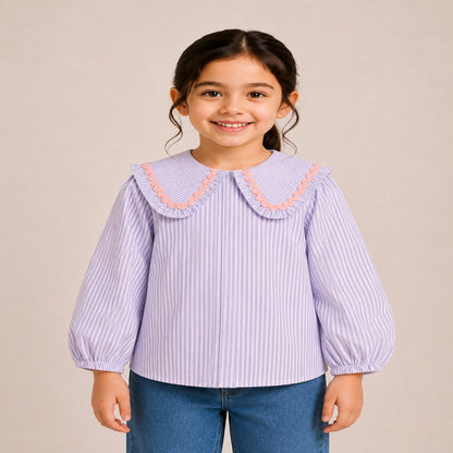 Aww Hunnie Cotton Full Sleeves Big Collar Front Open Shirt