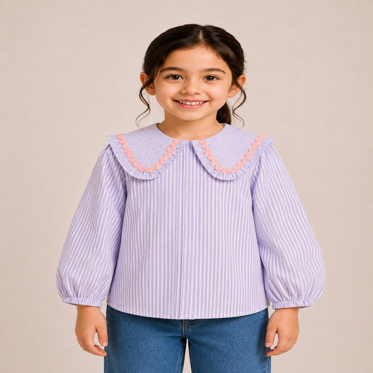 Aww Hunnie Cotton Full Sleeves Big Collar Front Open Shirt