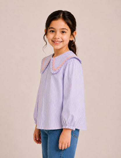 Aww Hunnie Cotton Full Sleeves Big Collar Front Open Shirt