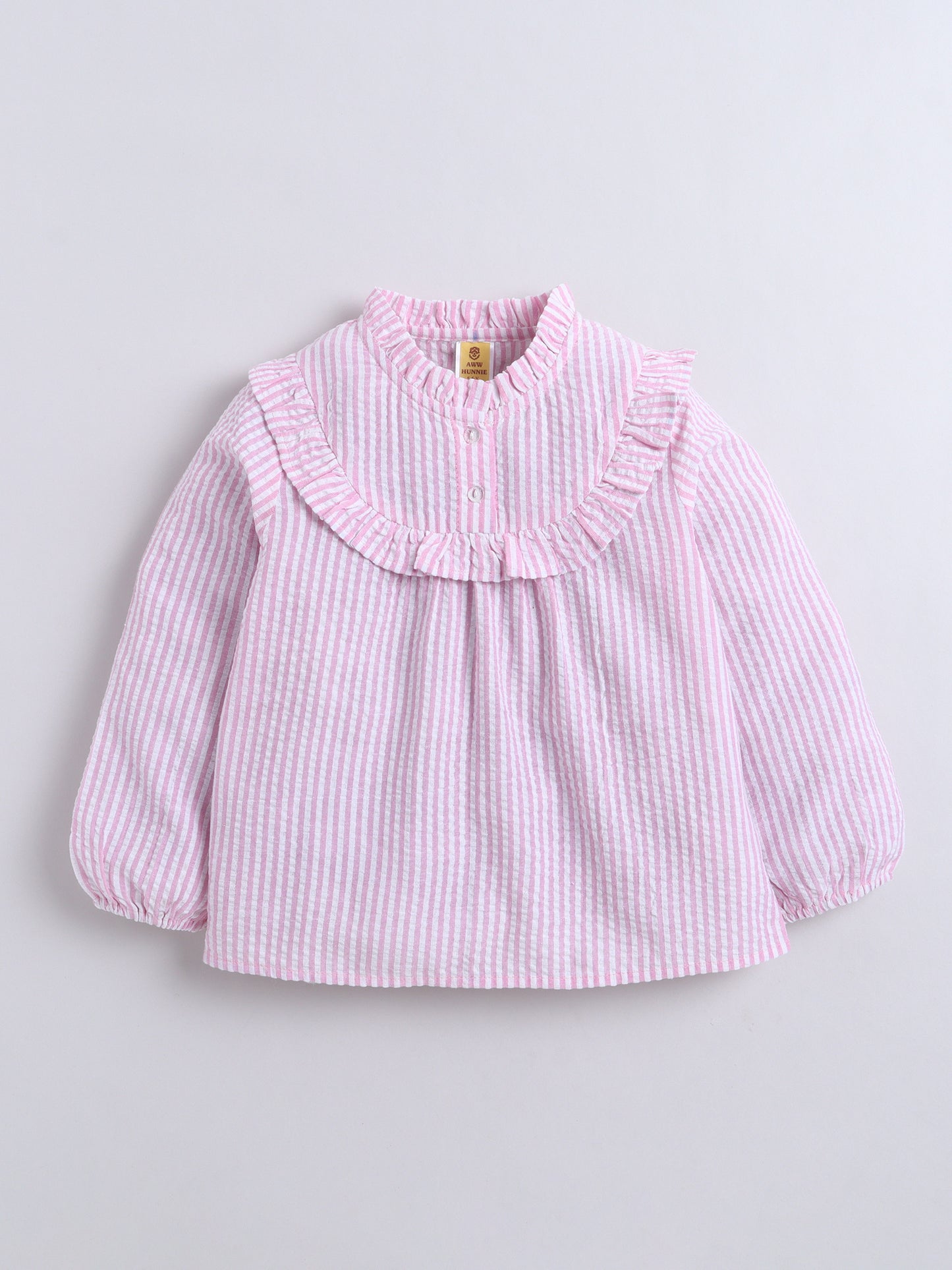 Aww Hunnie 100% Cotton Full Sleeves Stripes Front Open Shirt