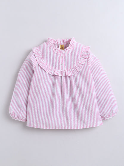 Aww Hunnie 100% Cotton Full Sleeves Stripes Front Open Shirt
