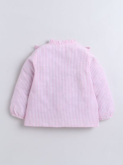 Aww Hunnie 100% Cotton Full Sleeves Stripes Front Open Shirt