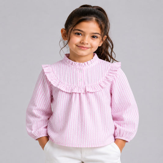 Aww Hunnie 100% Cotton Full Sleeves Stripes Front Open Shirt
