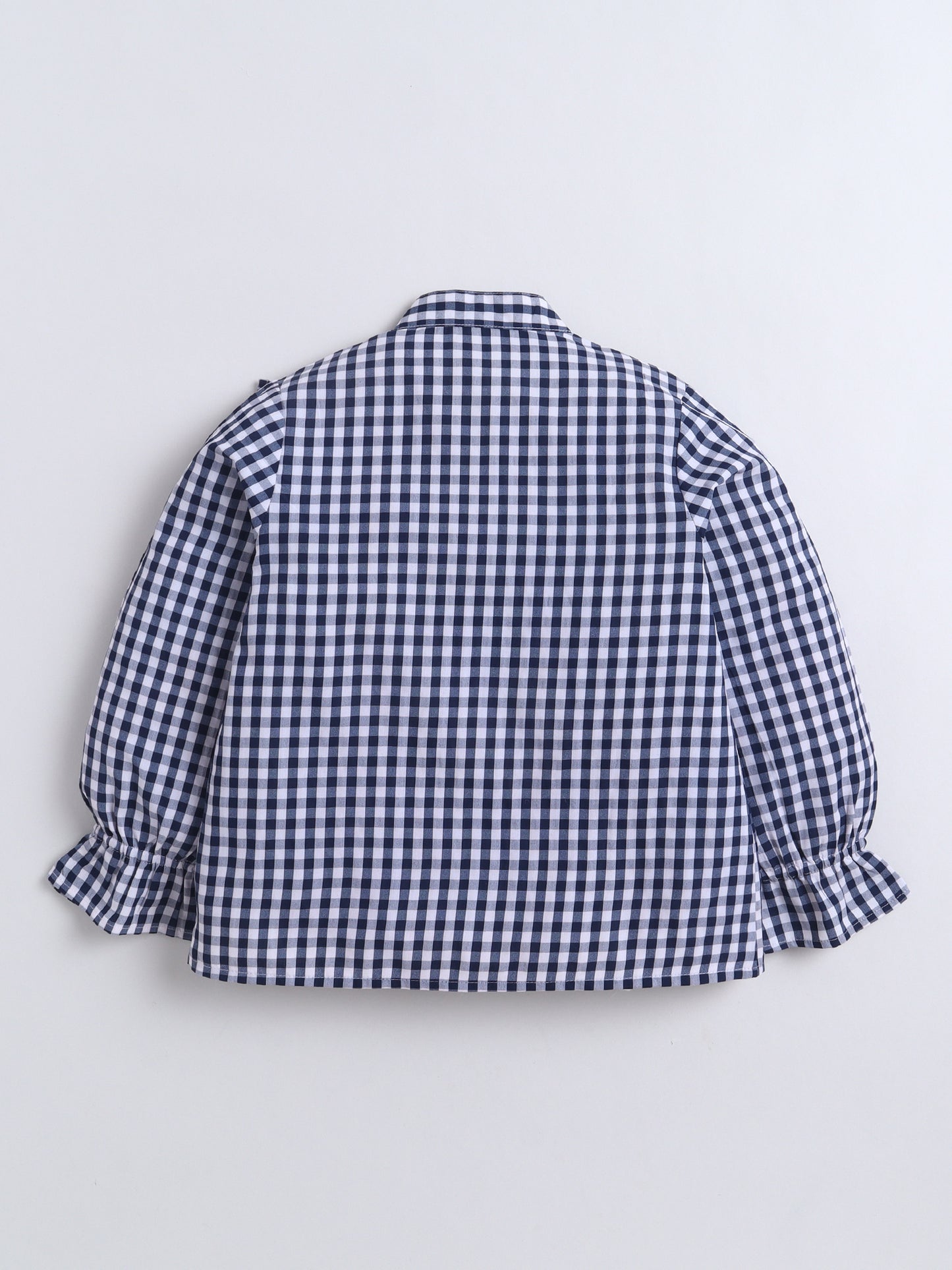 Aww Hunnie Cotton Full Sleeves Check Frill Style Front Open Top