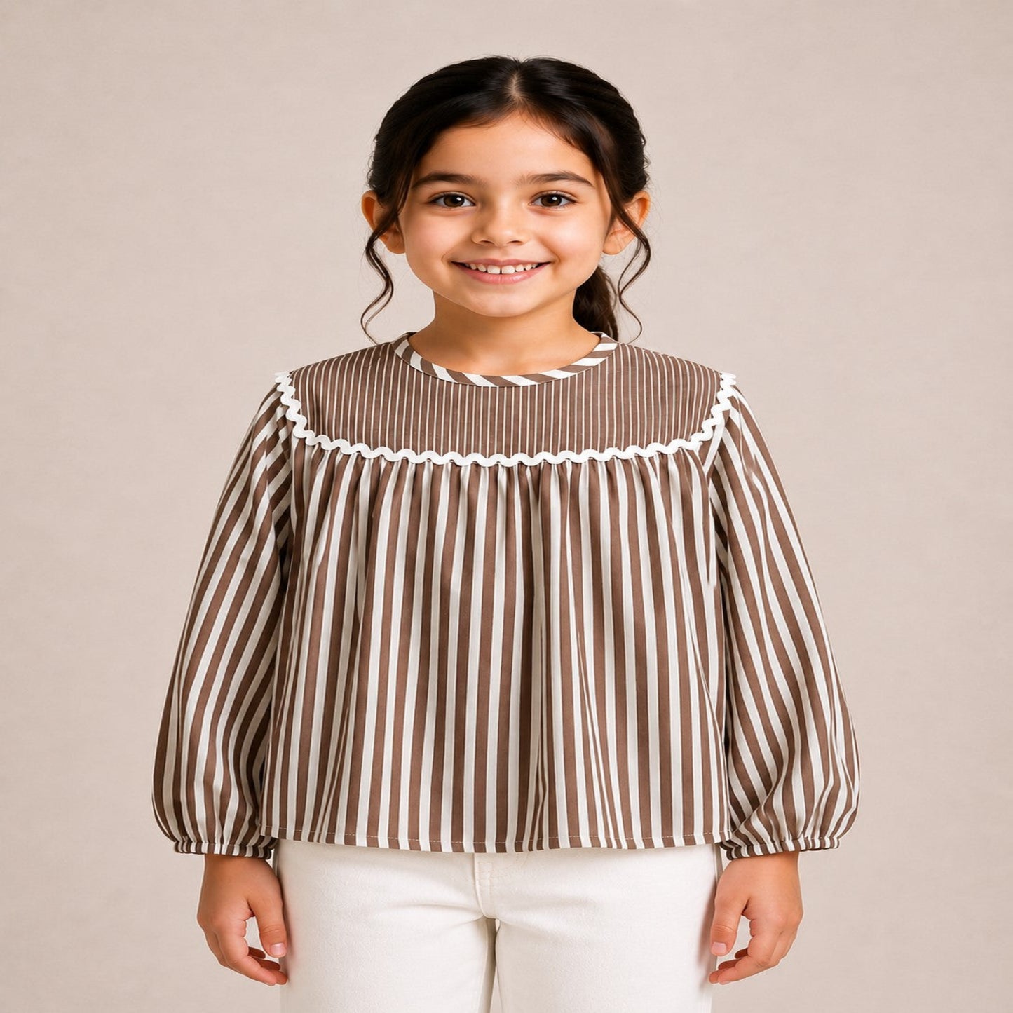 Aww Hunnie Cotton Full Sleeves Striped Top