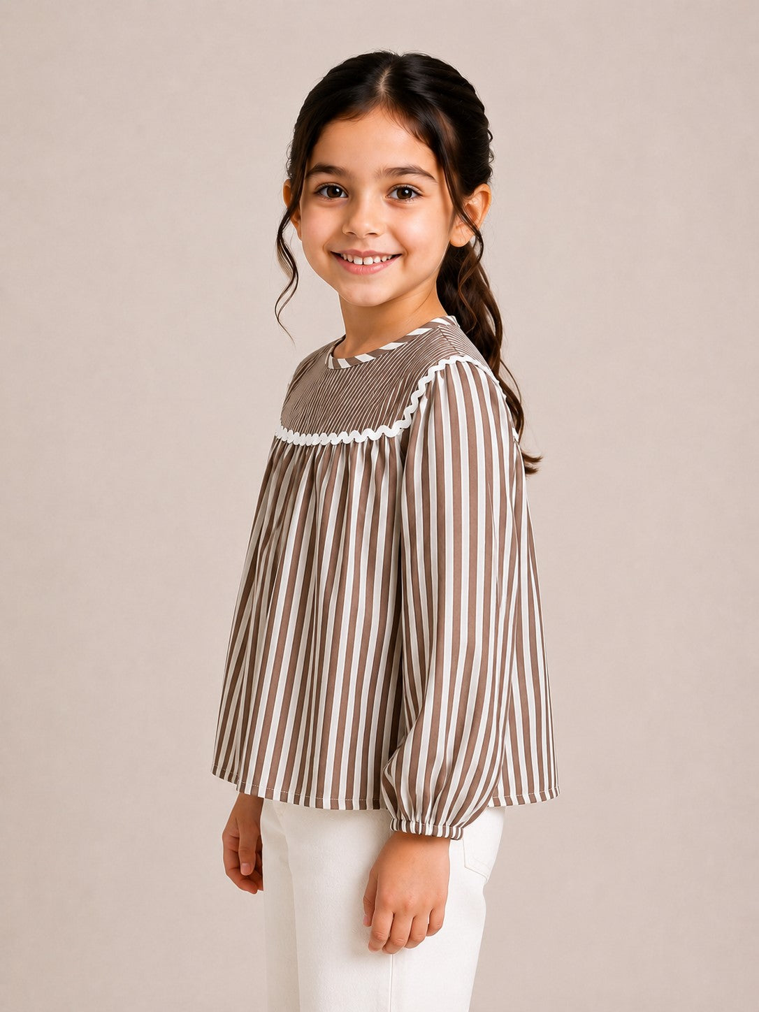 Aww Hunnie Cotton Full Sleeves Striped Top