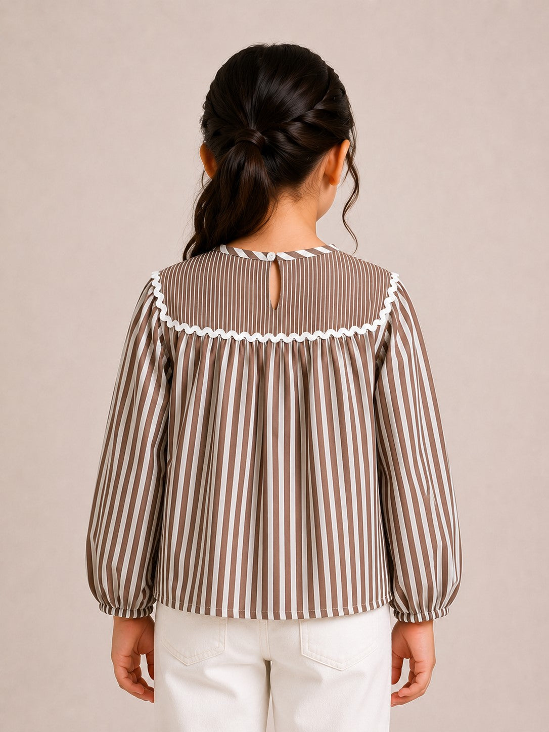 Aww Hunnie Cotton Full Sleeves Striped Top