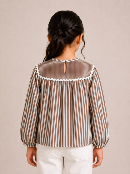 Aww Hunnie Cotton Full Sleeves Striped Top