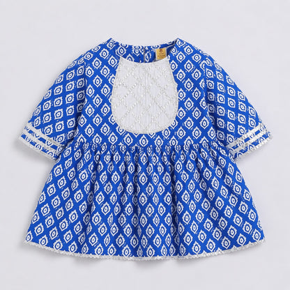 Aww Hunnie 100% Cotton Half Sleeves Kurti With Sharara And Net Dupatta