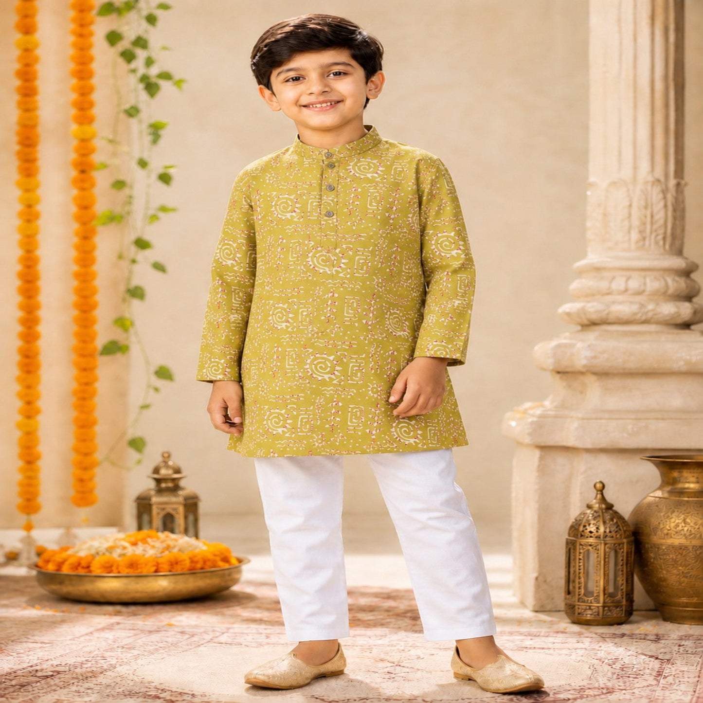 Aww Hunnie Cotton Ryon Full sleeves Boys Kurta Pajama