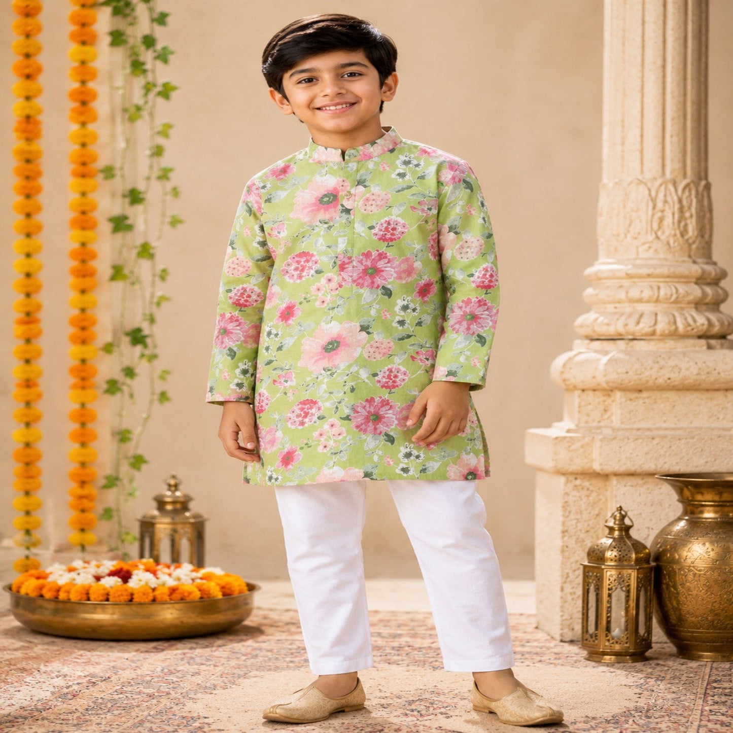 Aww Hunnie 100% Cotton Full sleeves Floral Print Kurta Pajama