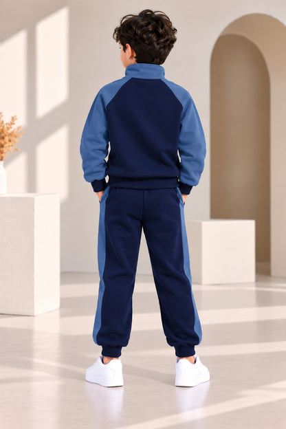 Aww Hunnie Full Sleeves Solid High-Neck Fleece Jogger Set
