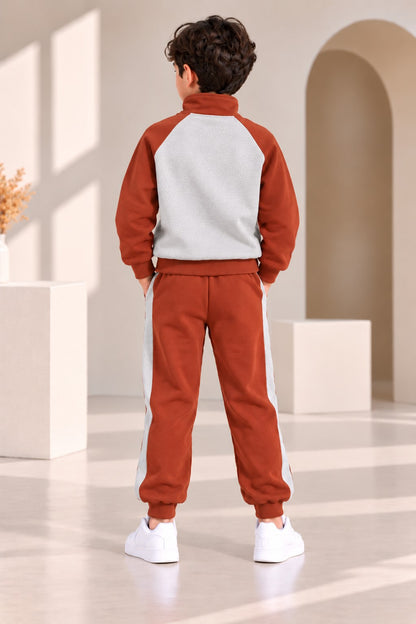 Aww Hunnie Full Sleeves Solid High-Neck Fleece Jogger Set