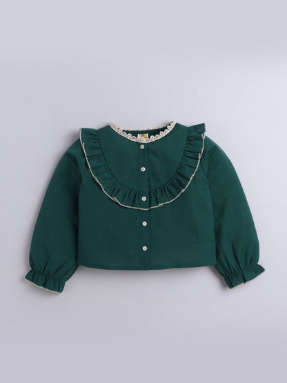 Cotton Slub Full Sleeves Front Button Top With 2 Front Pocket Bottom Co-ord set