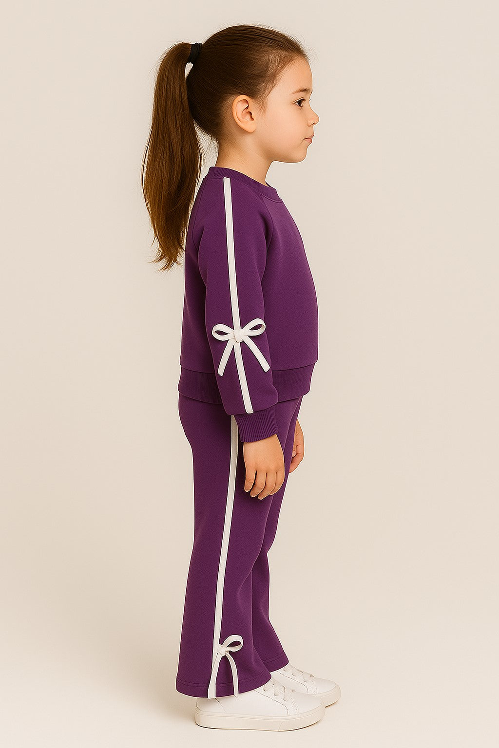 Cotton Terry Full Sleeves Side White Stripe Jogger Set