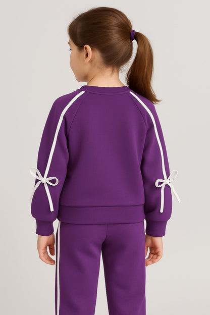 Cotton Terry Full Sleeves Side White Stripe Jogger Set