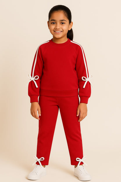 Cotton Terry Full Sleeves Side White Stripe Jogger Set