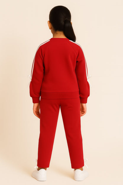 Cotton Terry Full Sleeves Side White Stripe Jogger Set